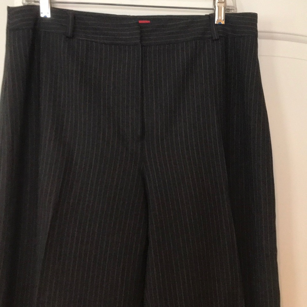 AK slacks, charcoal gray w/ pink & ivory stripe